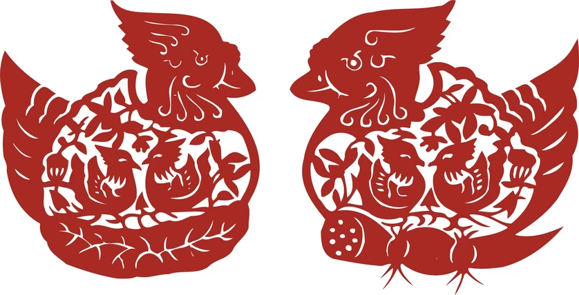 中国风中式传统喜庆民俗人物动物窗花剪纸插画边框AI矢量PNG素材【1769】